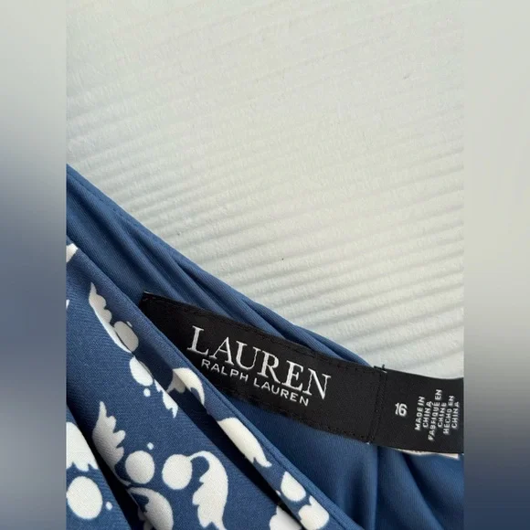 Ralph Lauren Elegant Blue Floral One-Shoulder Dress - Picture 12 of 13